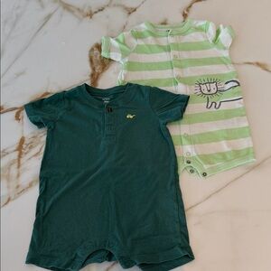 Carter's Teal and White Baby Romper Set